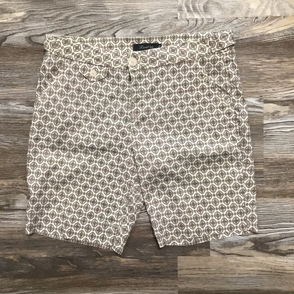 Level 99 Tan Blue Print Mid Rise Bermuda Shorts 30 - Picture 1 of 11